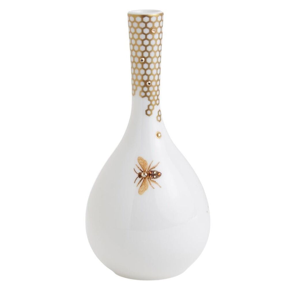 Prouna My Honeybee Bud Vase 5.5” Swarovski Crystals Bone China Bumble Bee $110